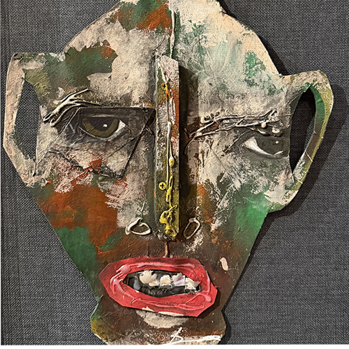 Michael Banks 19x25 Framed "Face Story" Mixed  Media WP6319